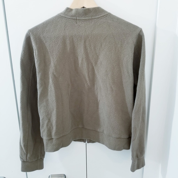 Oak + Fort | Olive Green Zip Sweater 100% Cotton Coat - Picture 5 of 6